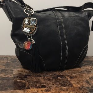 🌺SOLD 🌺 COACH Black Leather Satchel w/Tassel Keychain